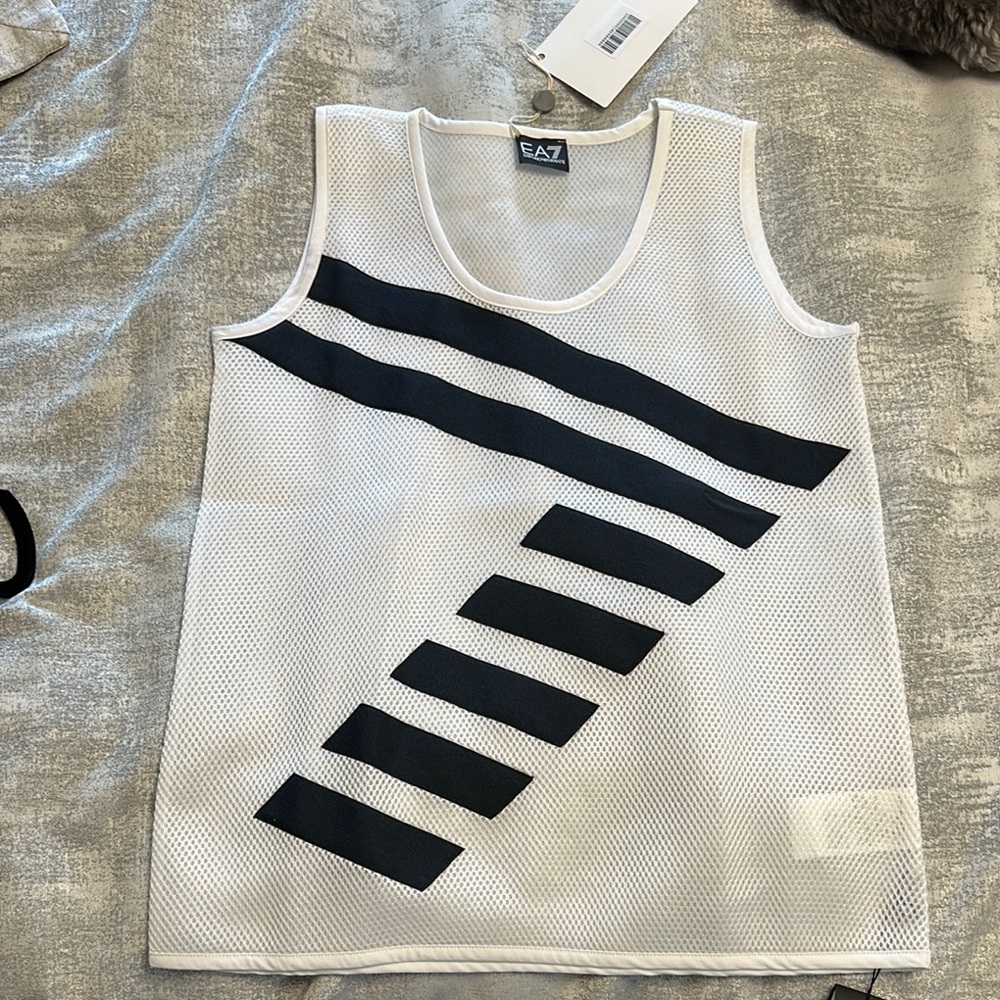 Emporio Armani White and Black Tank Top